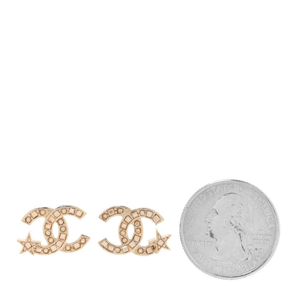 Chanel Crystal CC Starfall Earrings Gold 2 of 5