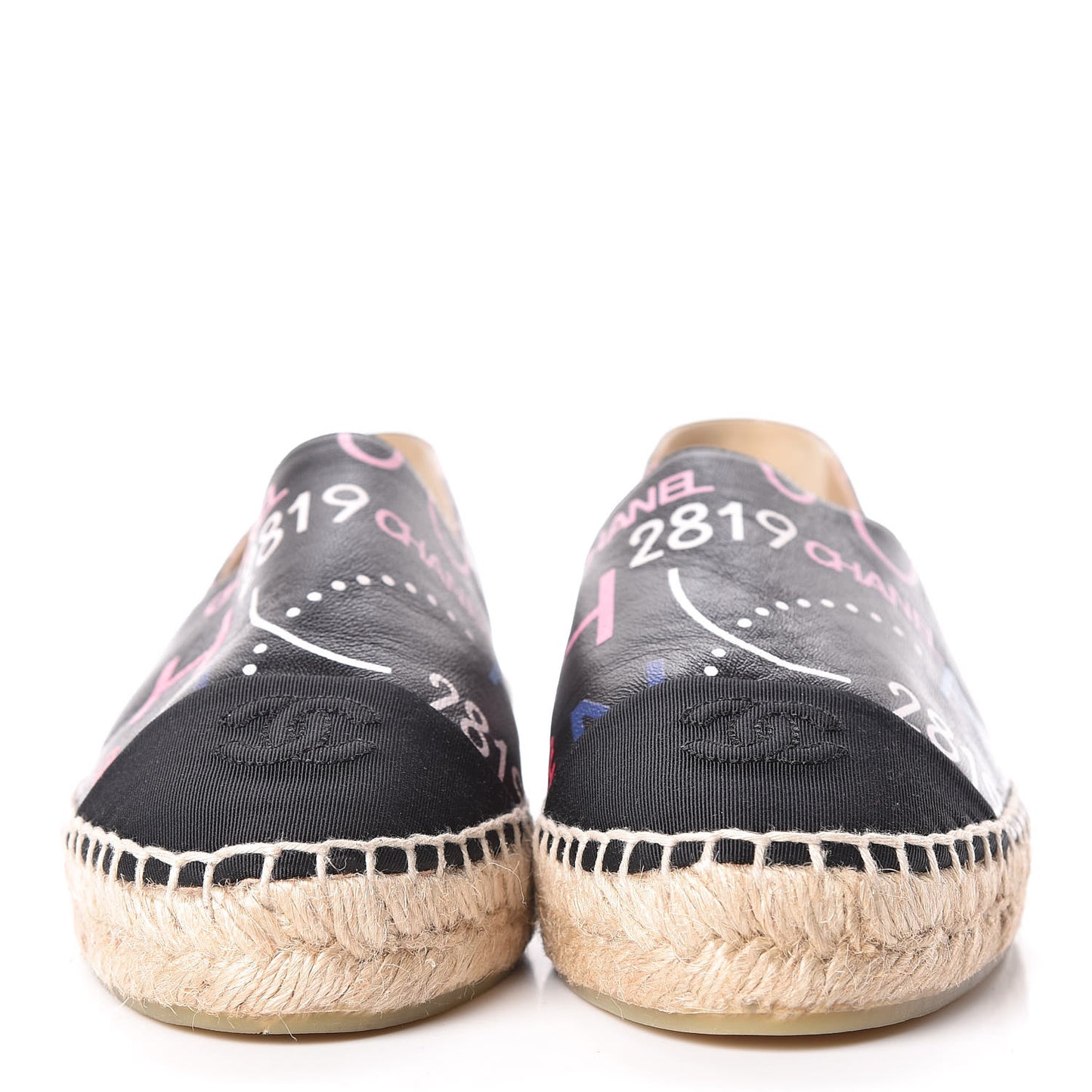 Lambskin Grosgrain Printed Espadrilles 38 Multicolor Black
