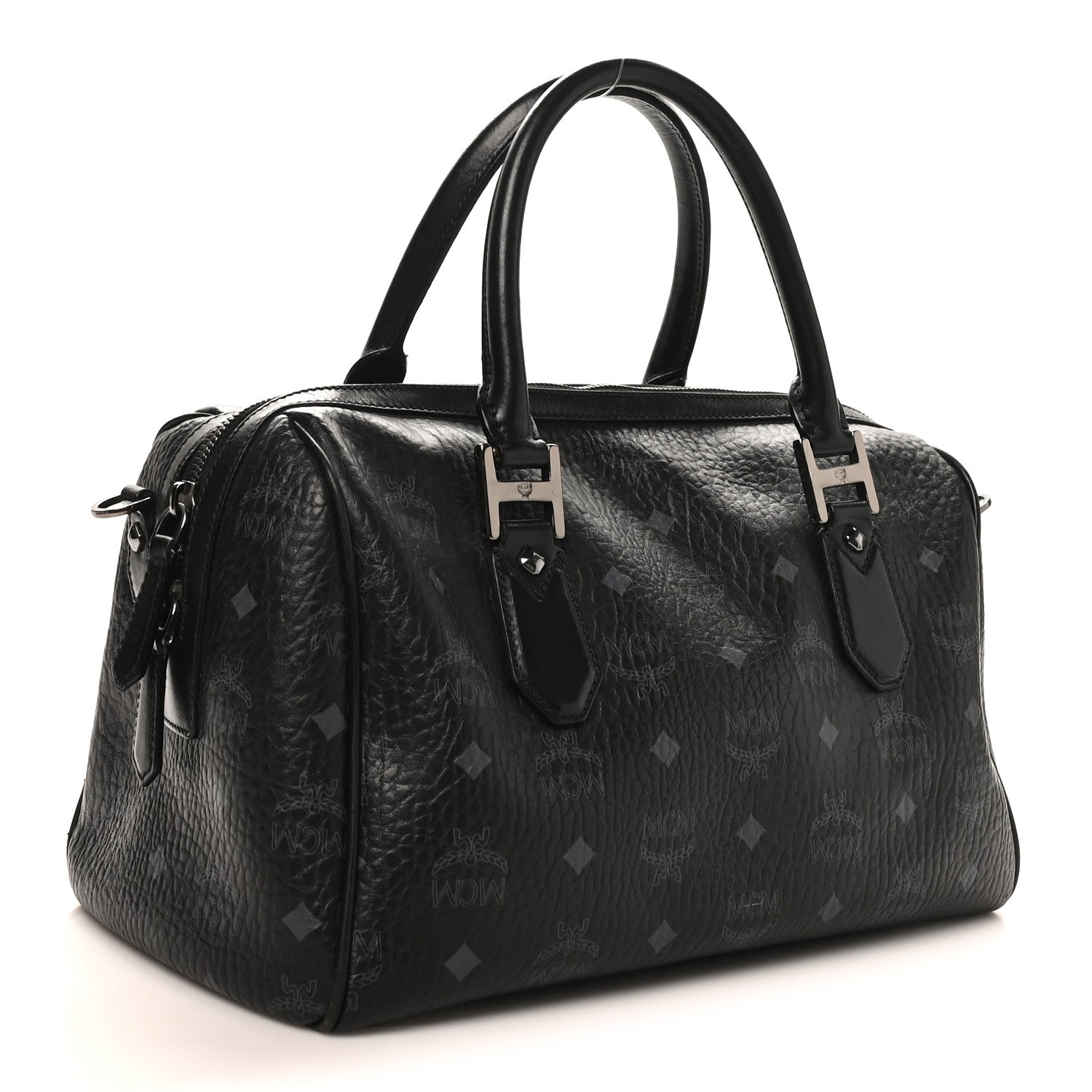 MCM Visetos Heritage Medium Boston Bag Black 3 of 10