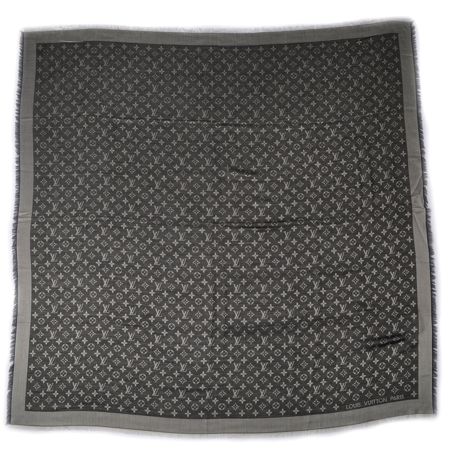 Louis Vuitton Silk Wool Monogram Denim Shawl Black 3 of 5