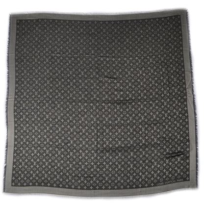 Louis Vuitton Silk Wool Monogram Denim Shawl Black 3 of 5