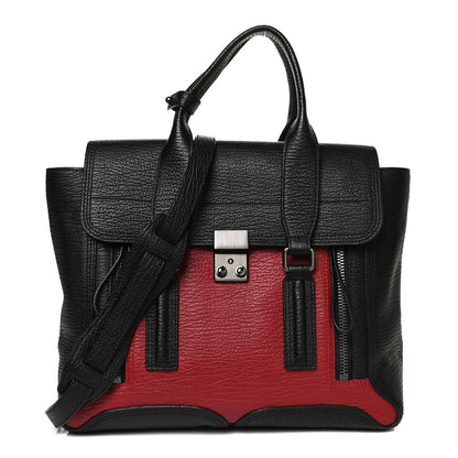 3.1 Phillip Lim Textured Calfskin Medium Pashli Satchel Crimson Black 1 of 11