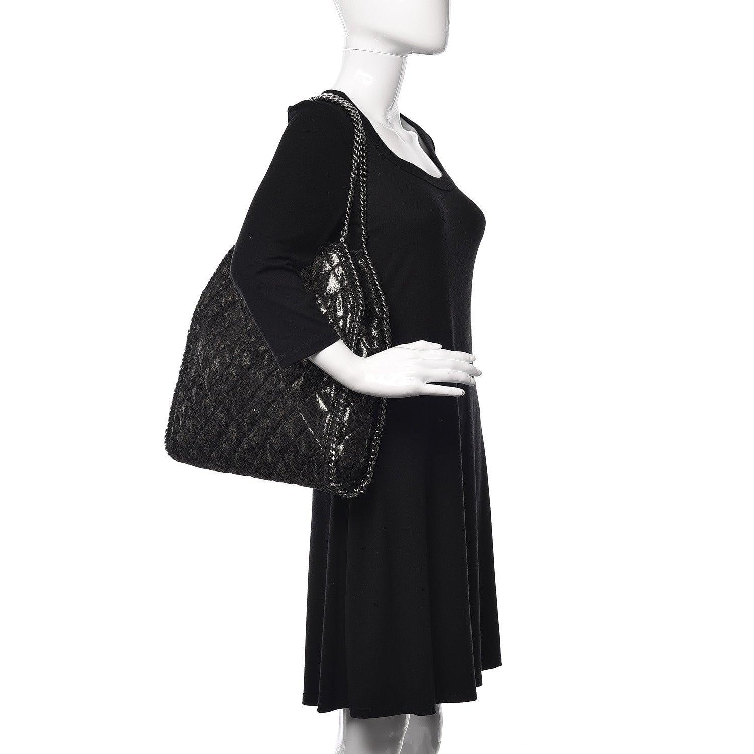 Stella McCartney Chamois Shiny Dotted Quilted Small Falabella Tote Ruthenium 2 of 9