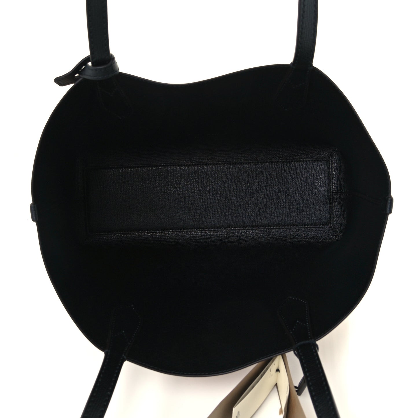 Grainy Calfskin Haymarket Check Small Reversible Tote Black