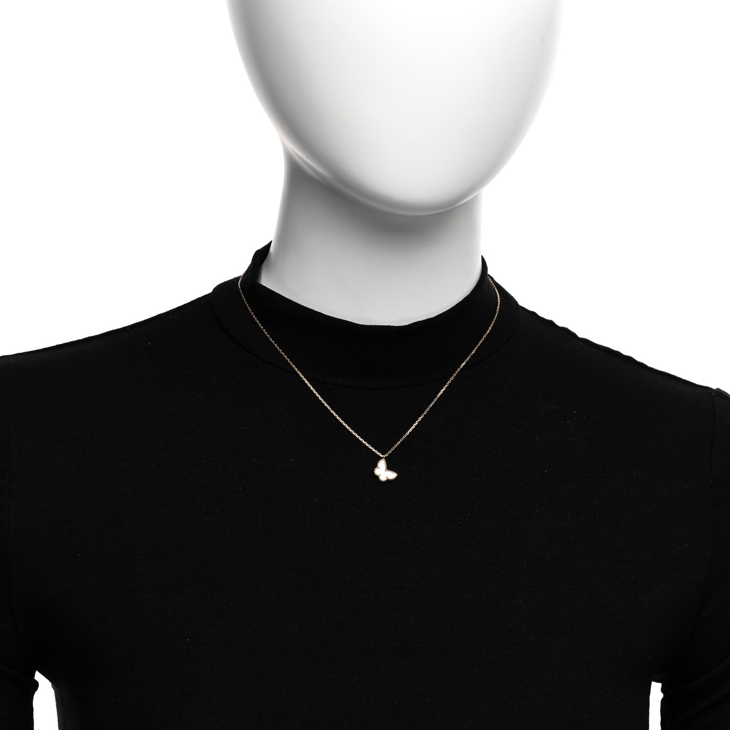 18K Yellow Gold Mother of Pearl Sweet Alhambra Butterfly Pendant Necklace