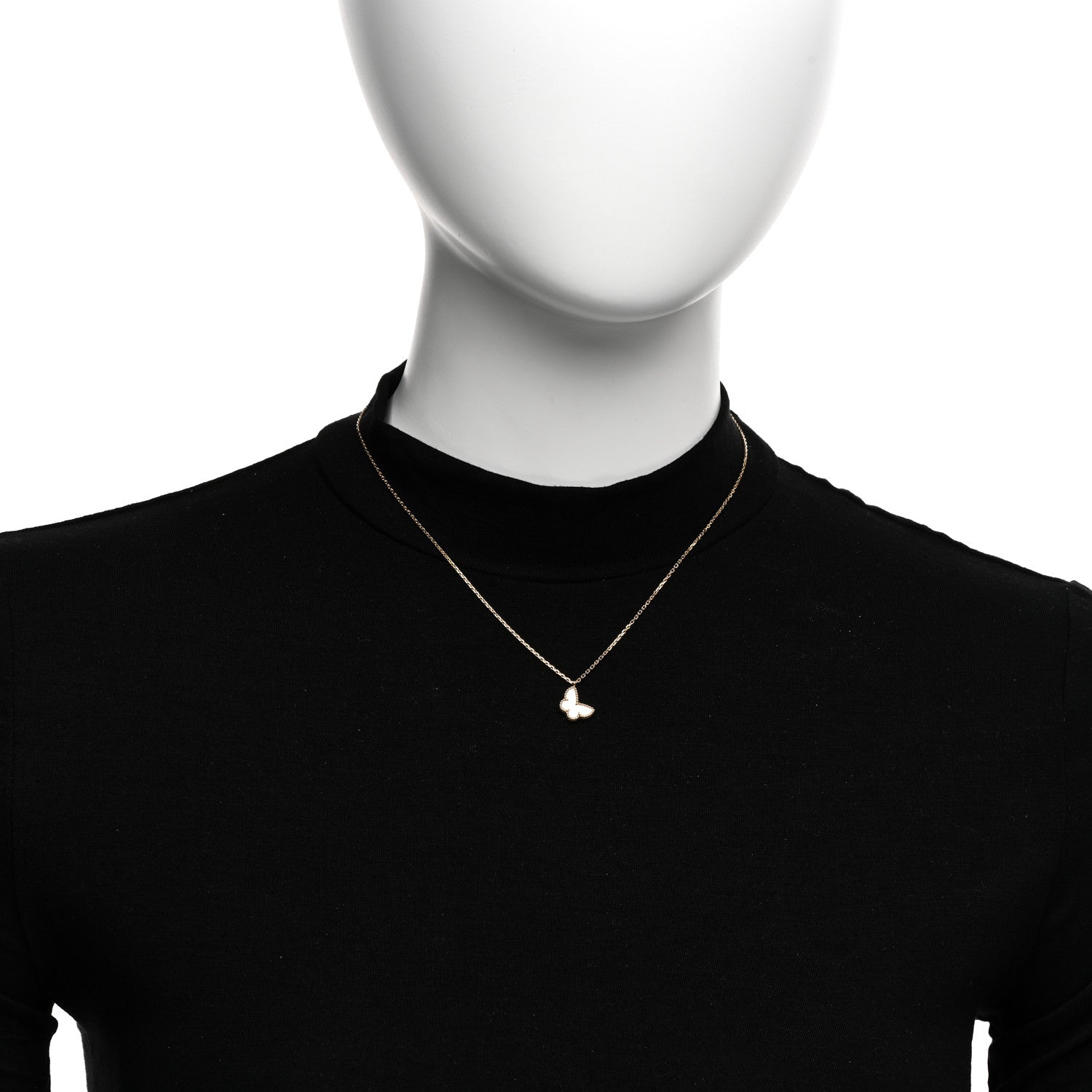 Van Cleef & Arpels 18K Yellow Gold Mother of Pearl Sweet Alhambra Butterfly Pendant Necklace 2 of 6