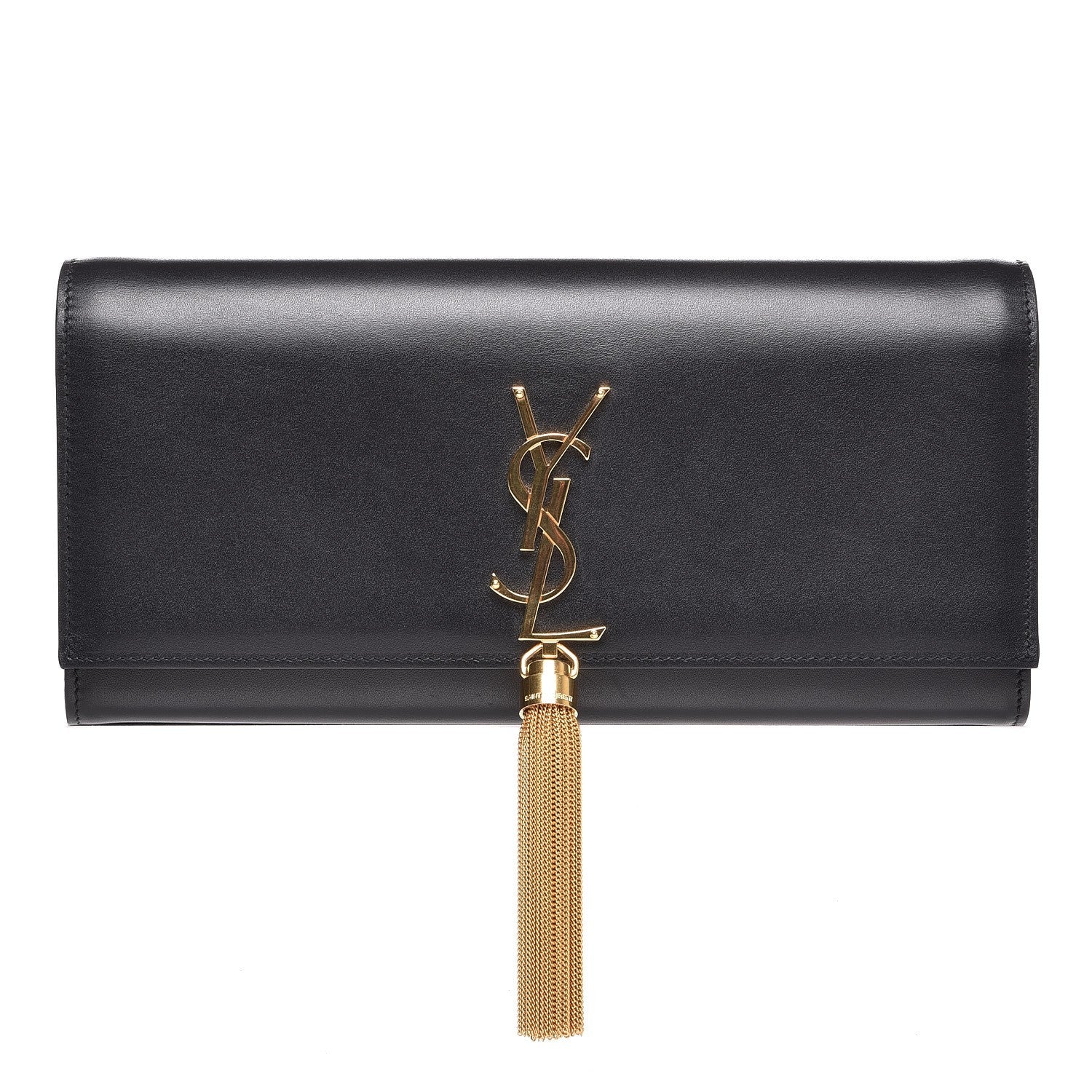 Saint Laurent Calfskin Classic Monogram Tassel Clutch Black 1 of 8