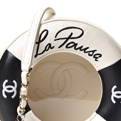 Chanel Lambskin Coco Lifesaver Round Bag Black White 7 of 10