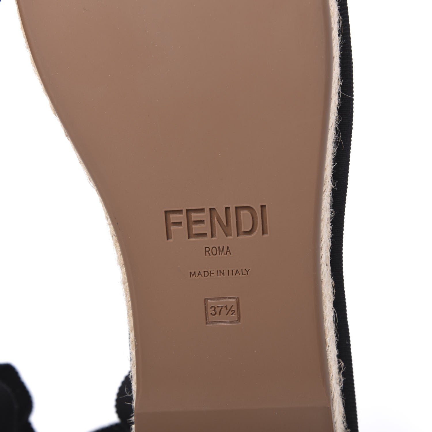 Fendi Canvas FF Embroidered Roma Ankle Wrap Flat Espadrilles 37.5 Black 6 of 7
