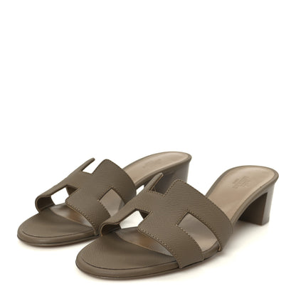 Hermes Epsom Oasis Sandals 38.5 Etoupe 4 of 10
