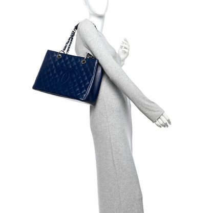 Chanel Caviar Quilted Grand Shopping Tote GST Dark Navy Blue 2 of 11
