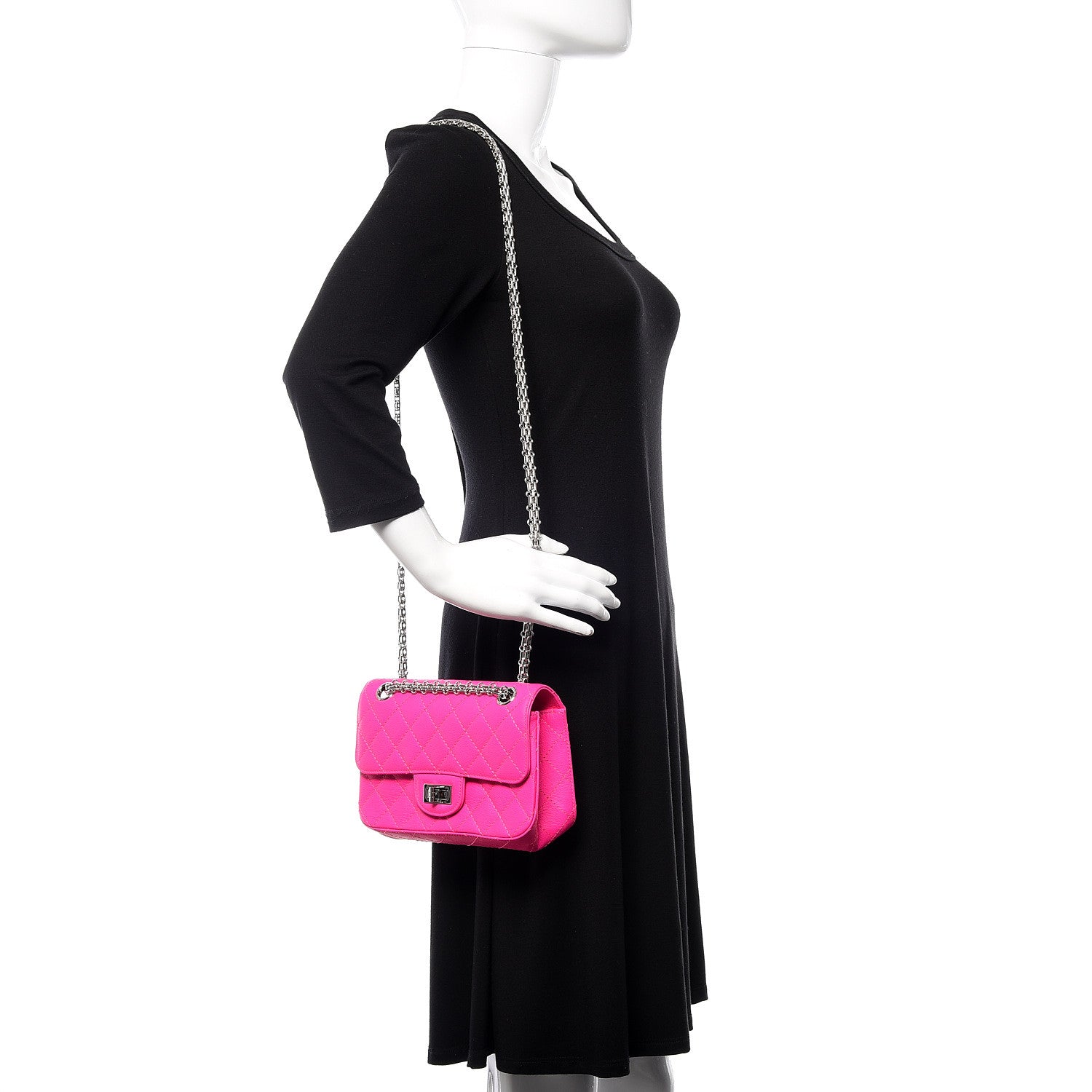 Chanel Goatskin Quilted 2.55 Reissue Mini Flap Fluorescent Pink 2 of 11