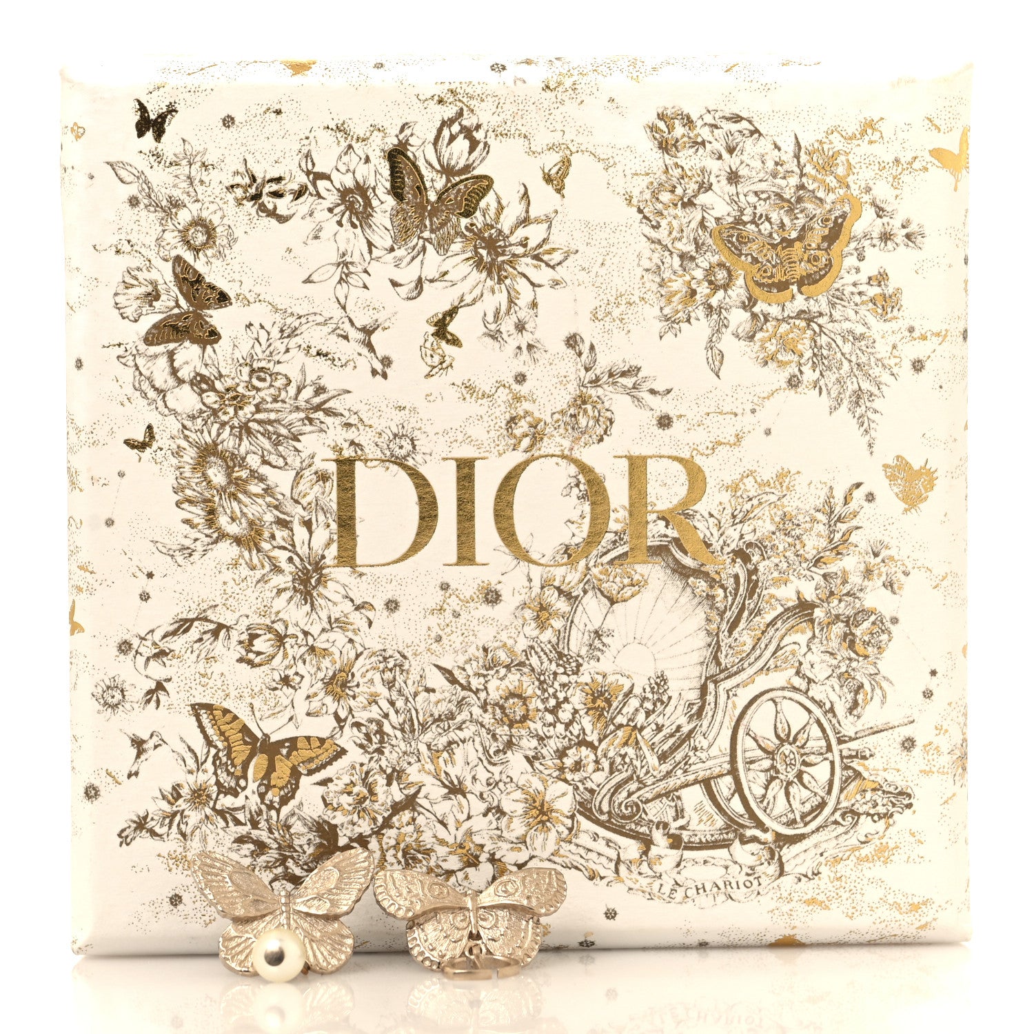 Christian Dior Pearl Butterfly Tribal Earrings Gold 5 of 5