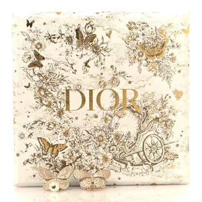 Christian Dior Pearl Butterfly Tribal Earrings Gold 5 of 5
