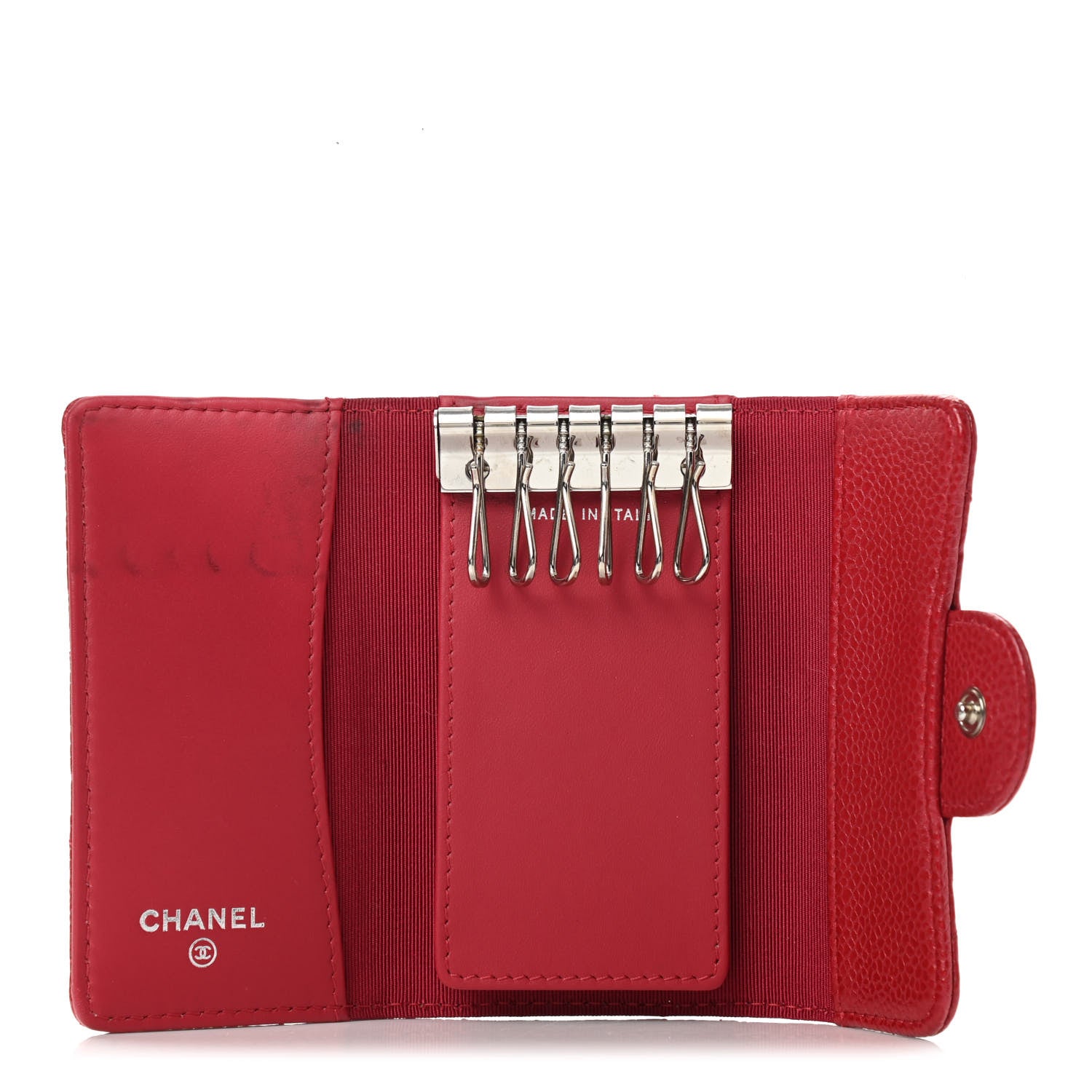Chanel Metallic Caviar Quilted 6 Key Holder Dark Pink 5 of 10