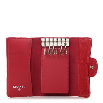 Chanel Metallic Caviar Quilted 6 Key Holder Dark Pink 5 of 10