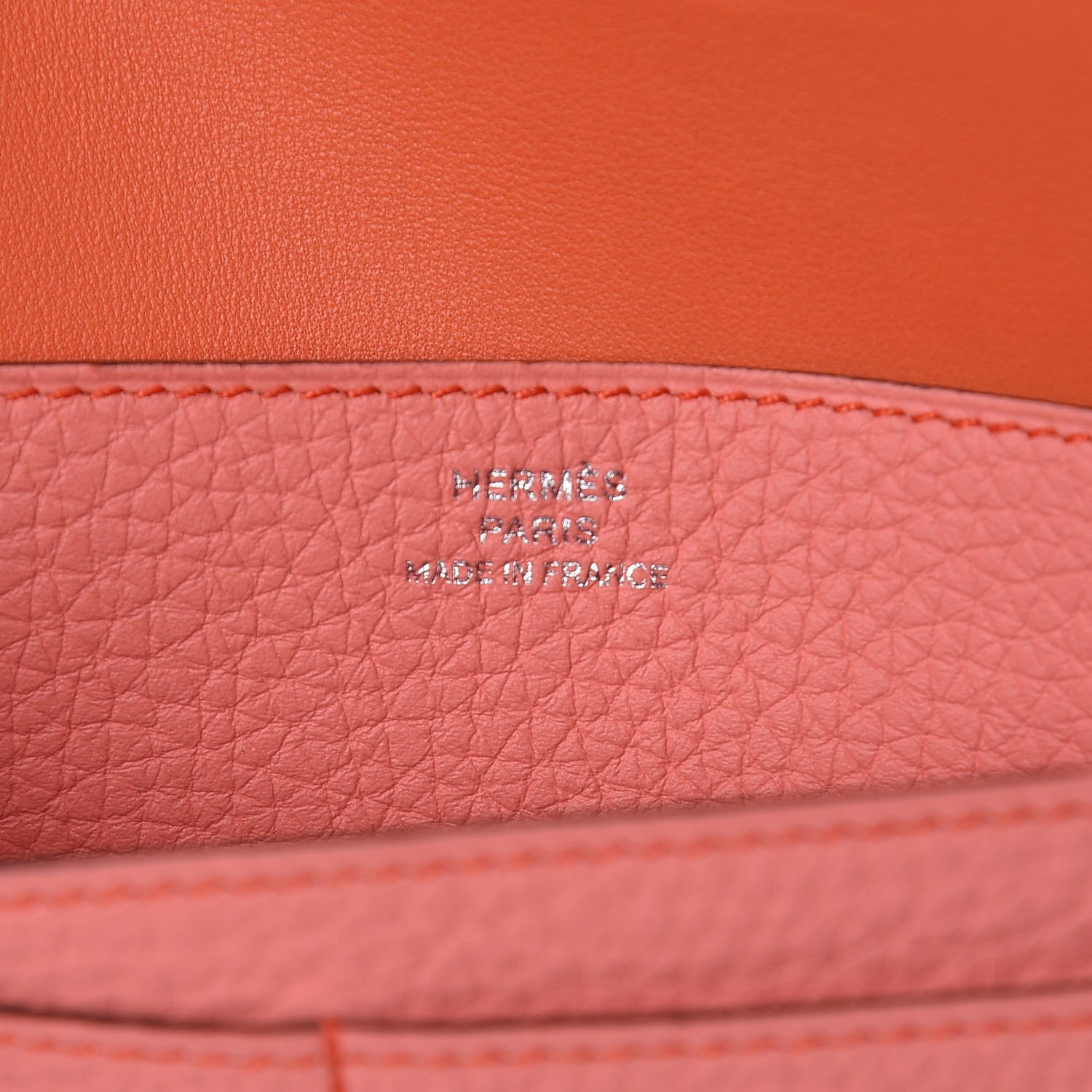 Hermes Togo Dogon Recto Verso Wallet Orange Poppy Rose Candy 7 of 10