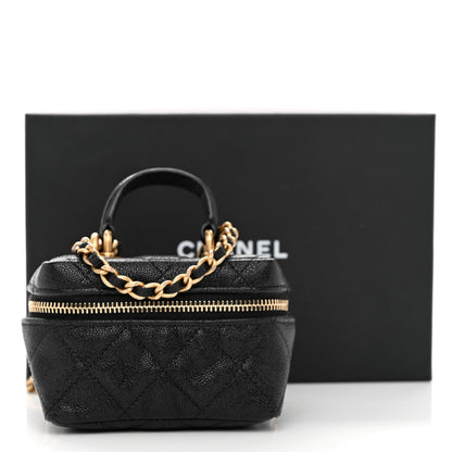 Chanel Caviar Quilted Mini Top Handle Vanity With Chain Black 11 of 11