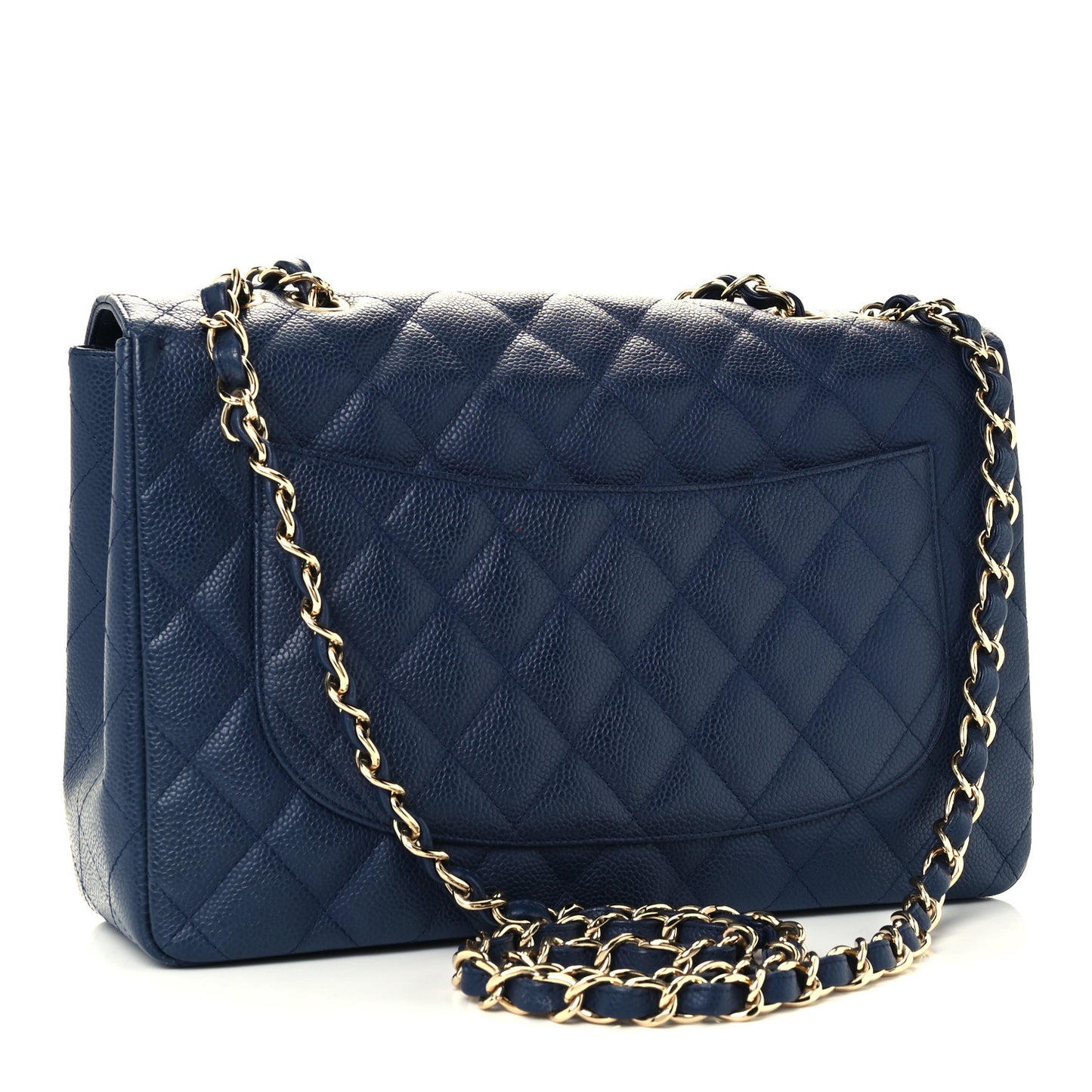 Caviar Quilted Jumbo Single Flap Navy
