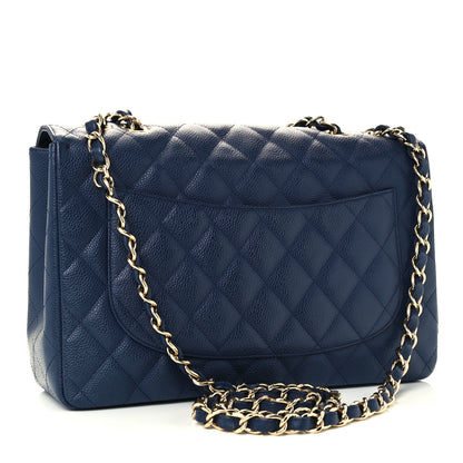 Chanel Caviar Quilted Jumbo Single Flap Navy 3 of 12
