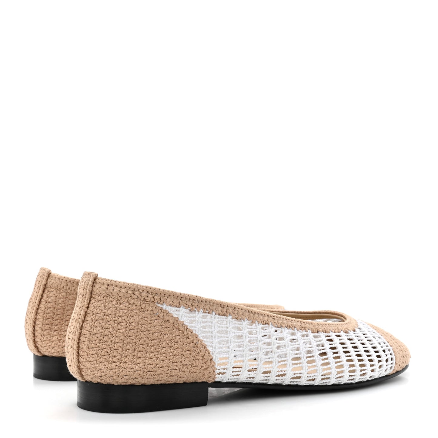 Raffia CC Cap Toe Ballerina Flats 38.5 White Beige