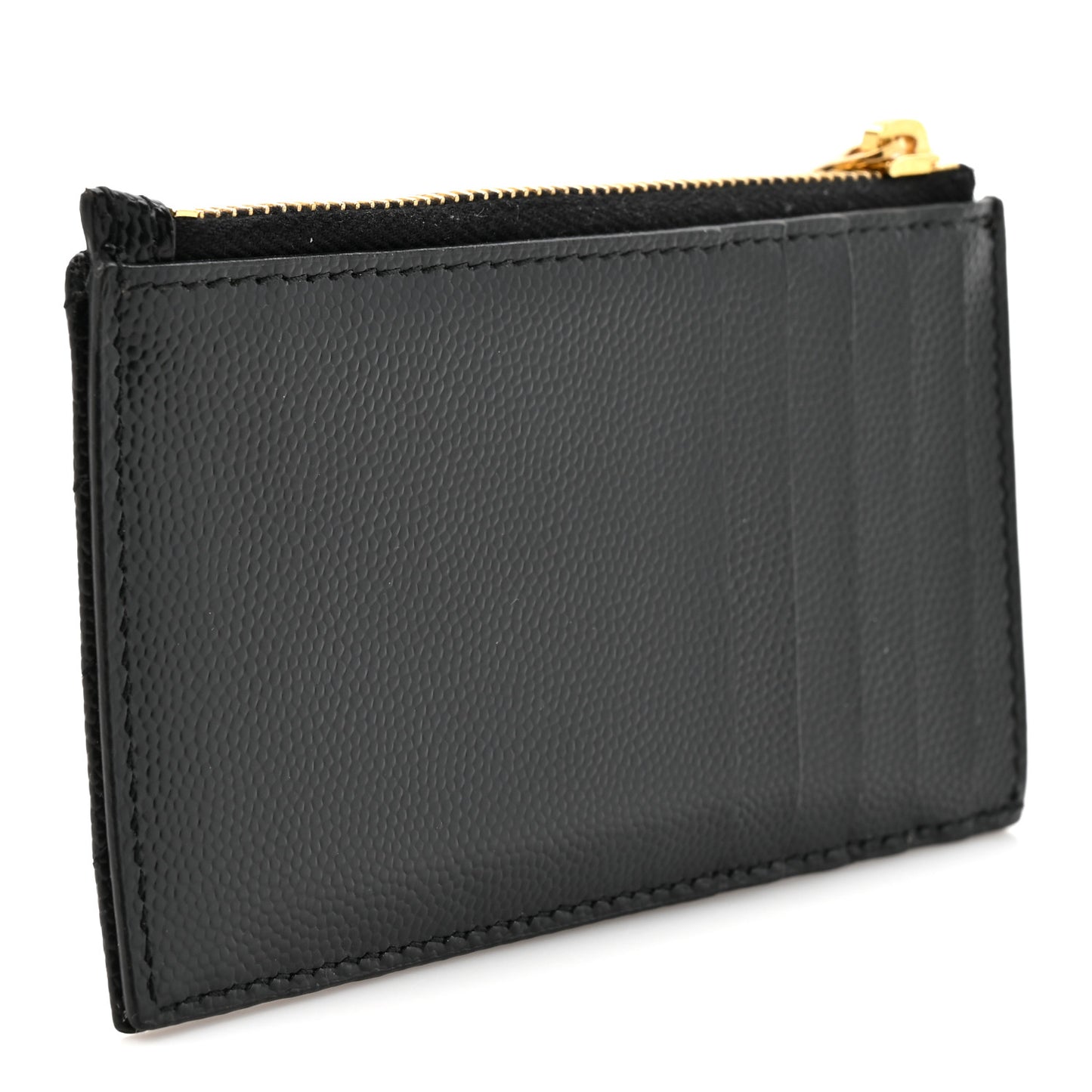 Grain De Poudre Matelasse Chevron Monogram Fragments Zippered Card Case Black