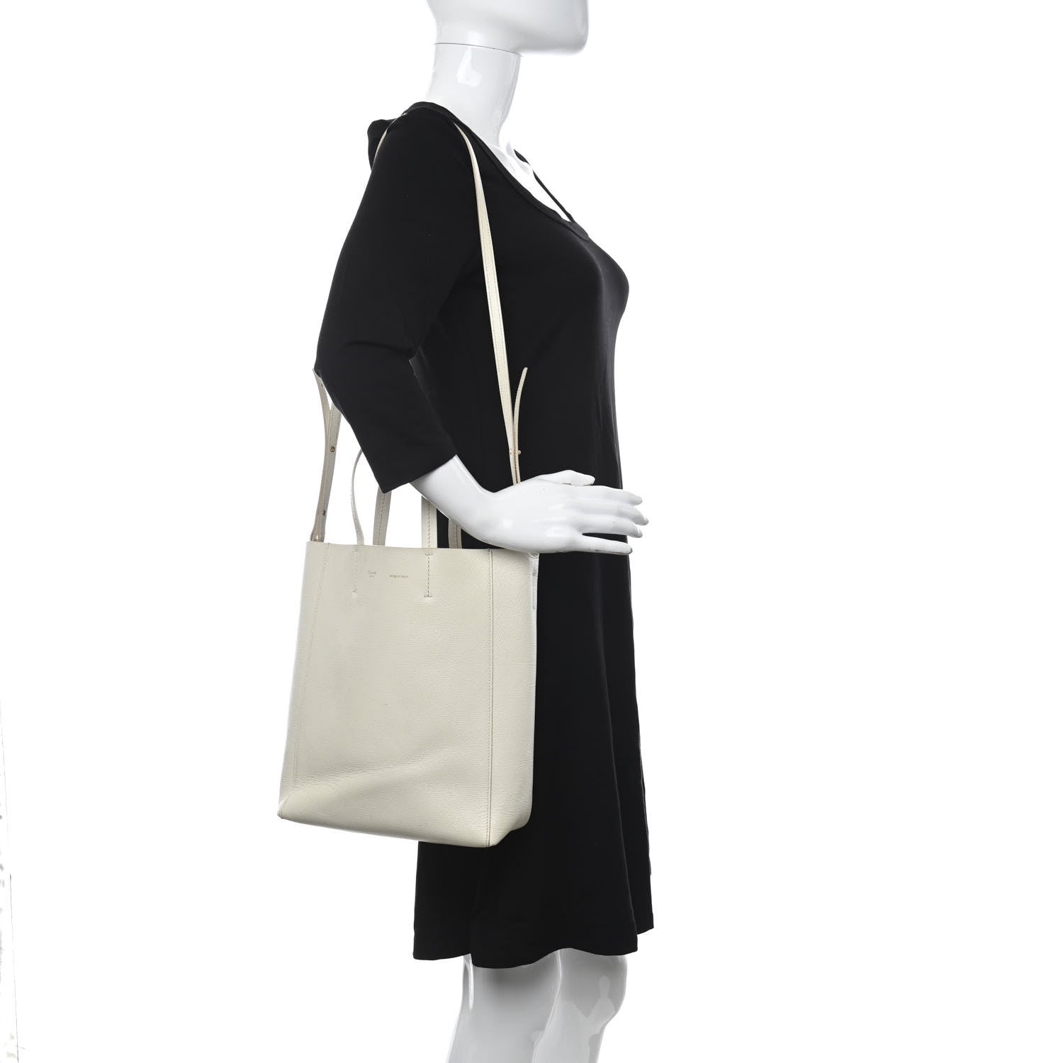 Celine Grained Calfskin Small Vertical Cabas Cream 2 of 19