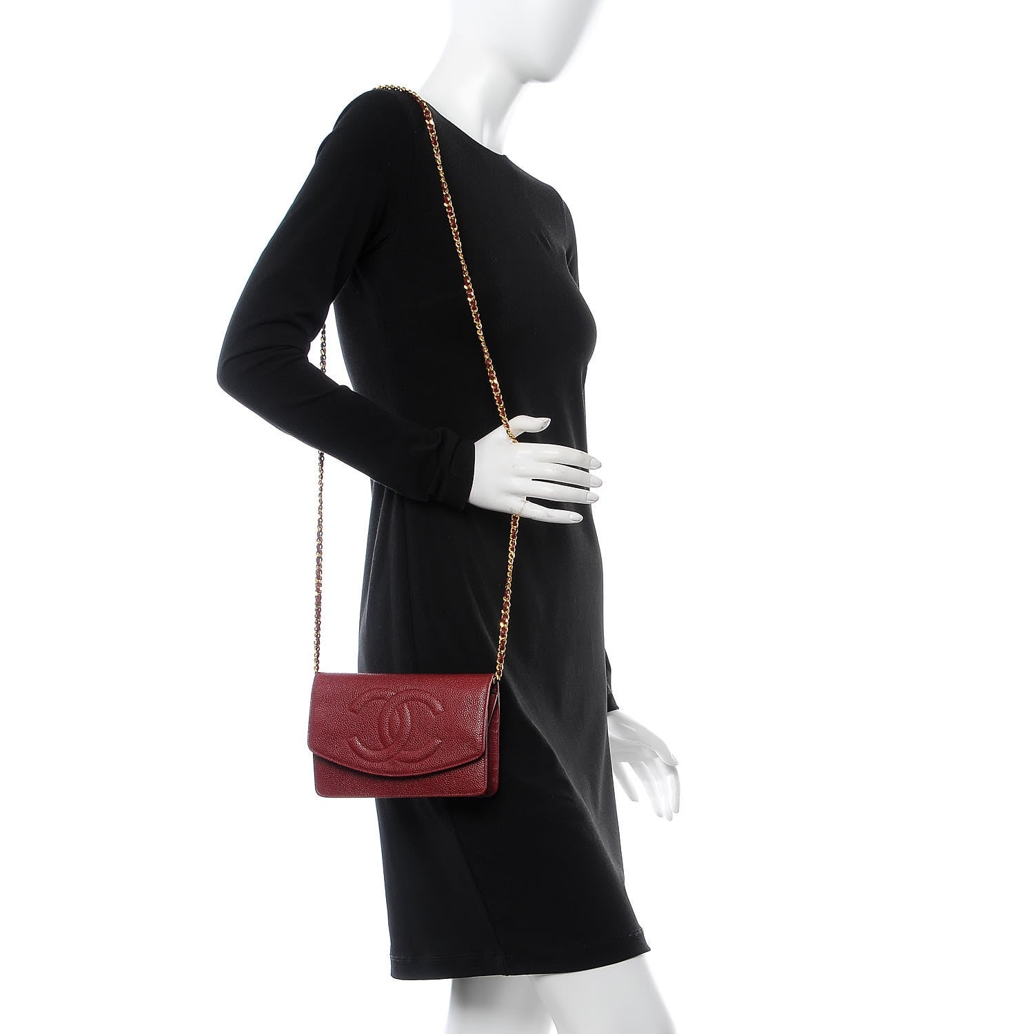 Chanel Caviar Timeless CC Wallet On Chain WOC Red 2 of 12