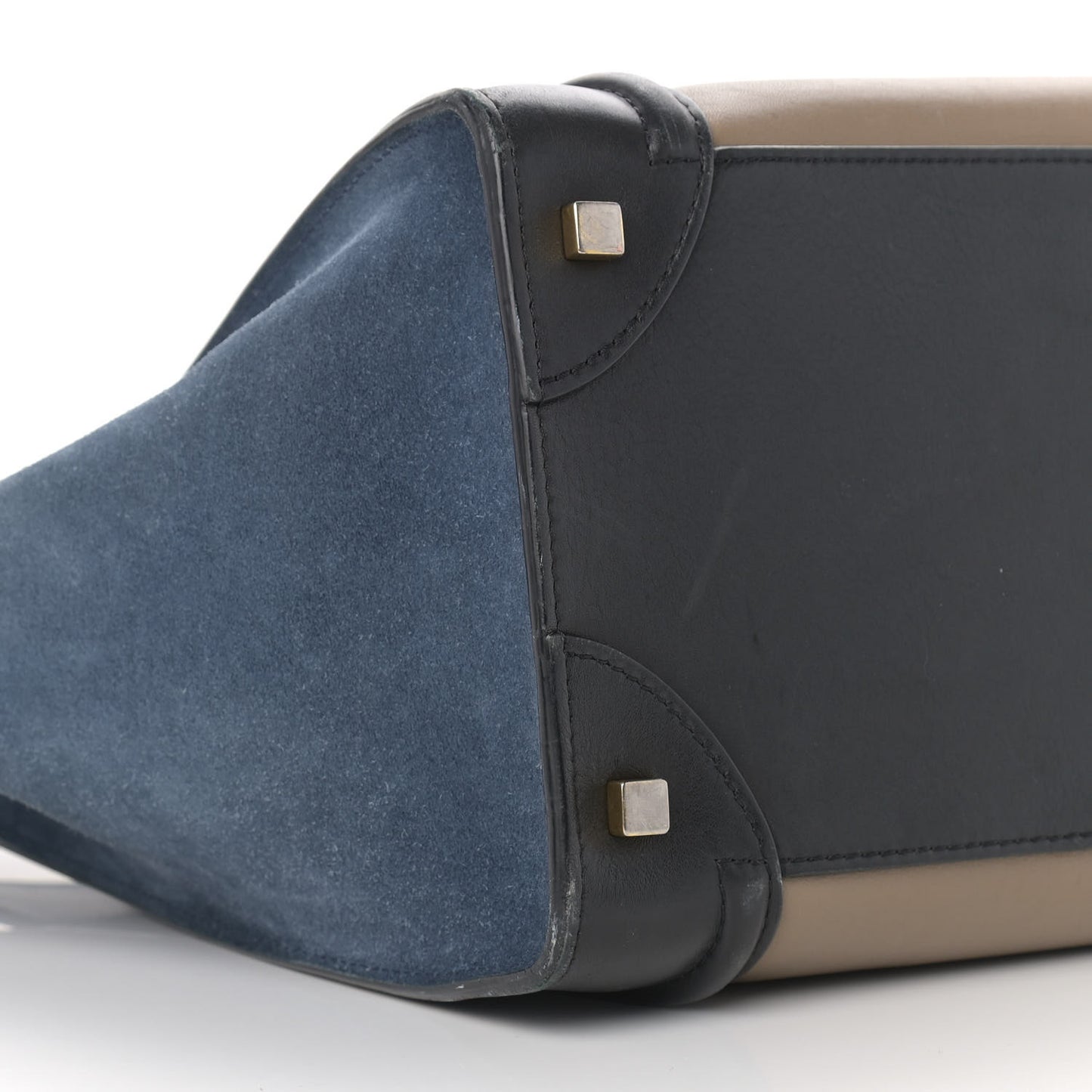 Smooth Calfskin Suede Mini Tri-Color Luggage Beige