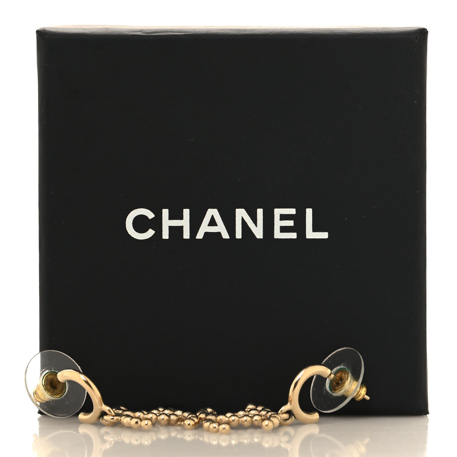 Chanel Metal CC Hoop Drop Earrings Gold 5 of 5