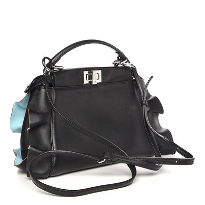 Fendi Nappa Waves Bi-Color Mini Peekaboo Iconic Satchel Black Turchese 4 of 9