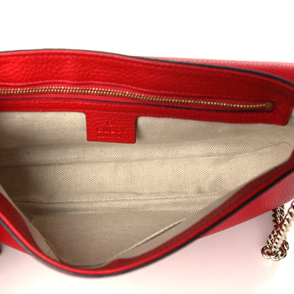 Gucci Pebbled Calfskin Medium Soho Flap Crossbody Vibrant Red 5 of 9