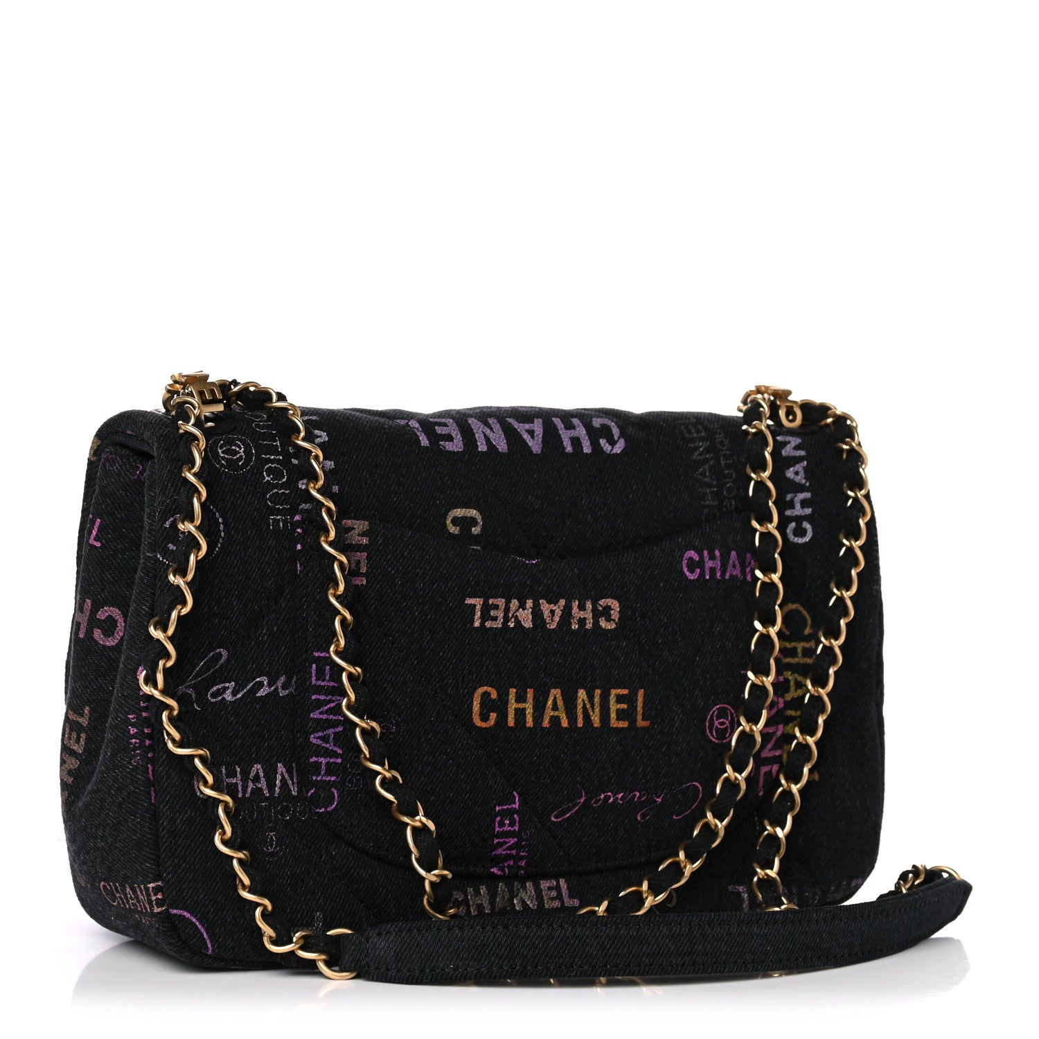 Chanel Denim Quilted Denim Mood Large Flap Black Multicolor 3 of 10