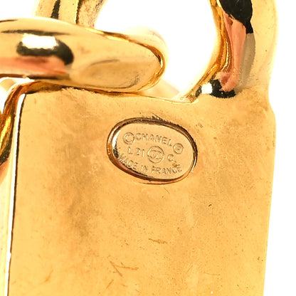 Chanel Crystal Tag Drop Earrings Gold Gold 4 of 5
