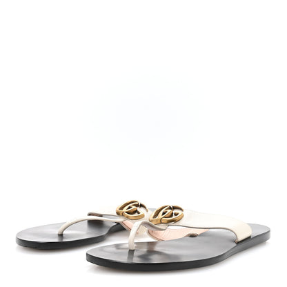 Gucci Calfskin GG Marmont Thong Sandals 36.5 Mystic White 4 of 7