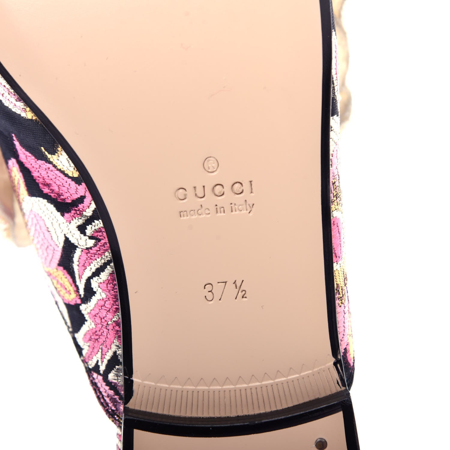 Gucci Iridescent Brocade Pearl Bow Womens Princetown Slippers 37.5 Black Pink 9 of 11