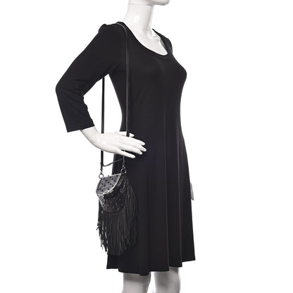 Versace Nappa Studded Fringe Crossbody Bag Black 2 of 9