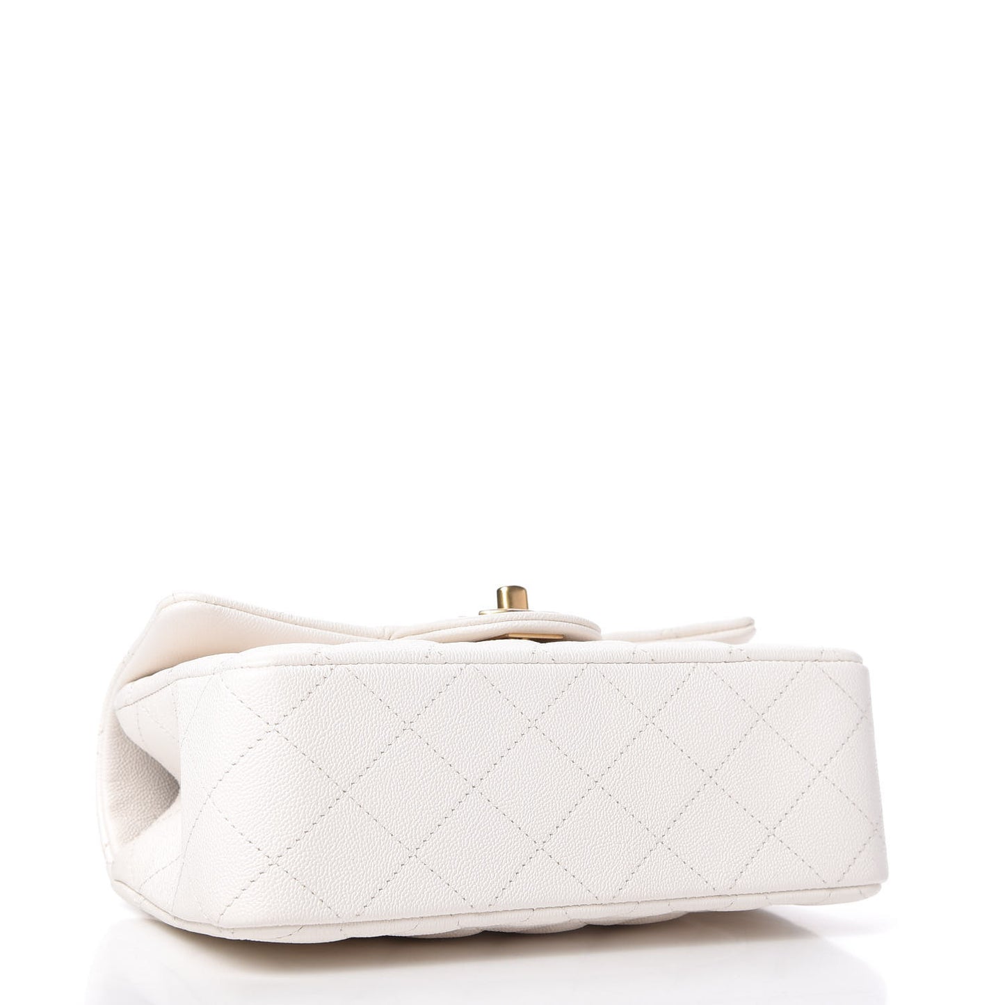 Caviar Quilted Mini Top Handle Rectangular Flap White