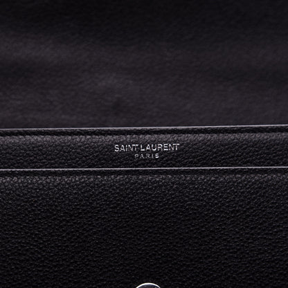 Saint Laurent Grained Calfskin Medium Monogram Sunset Satchel Black 8 of 15