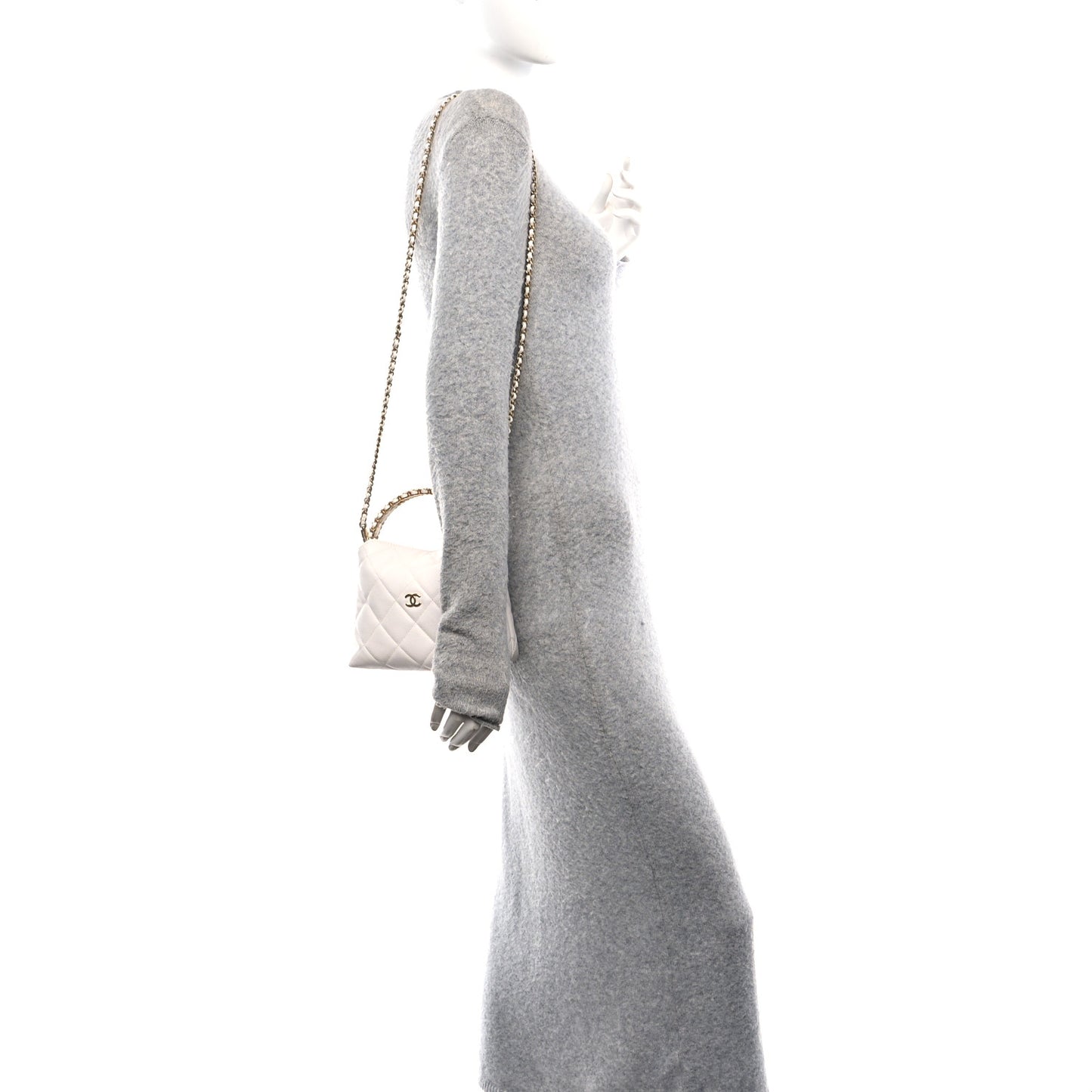 Caviar Quilted Chanel Way Clutch With Chain White