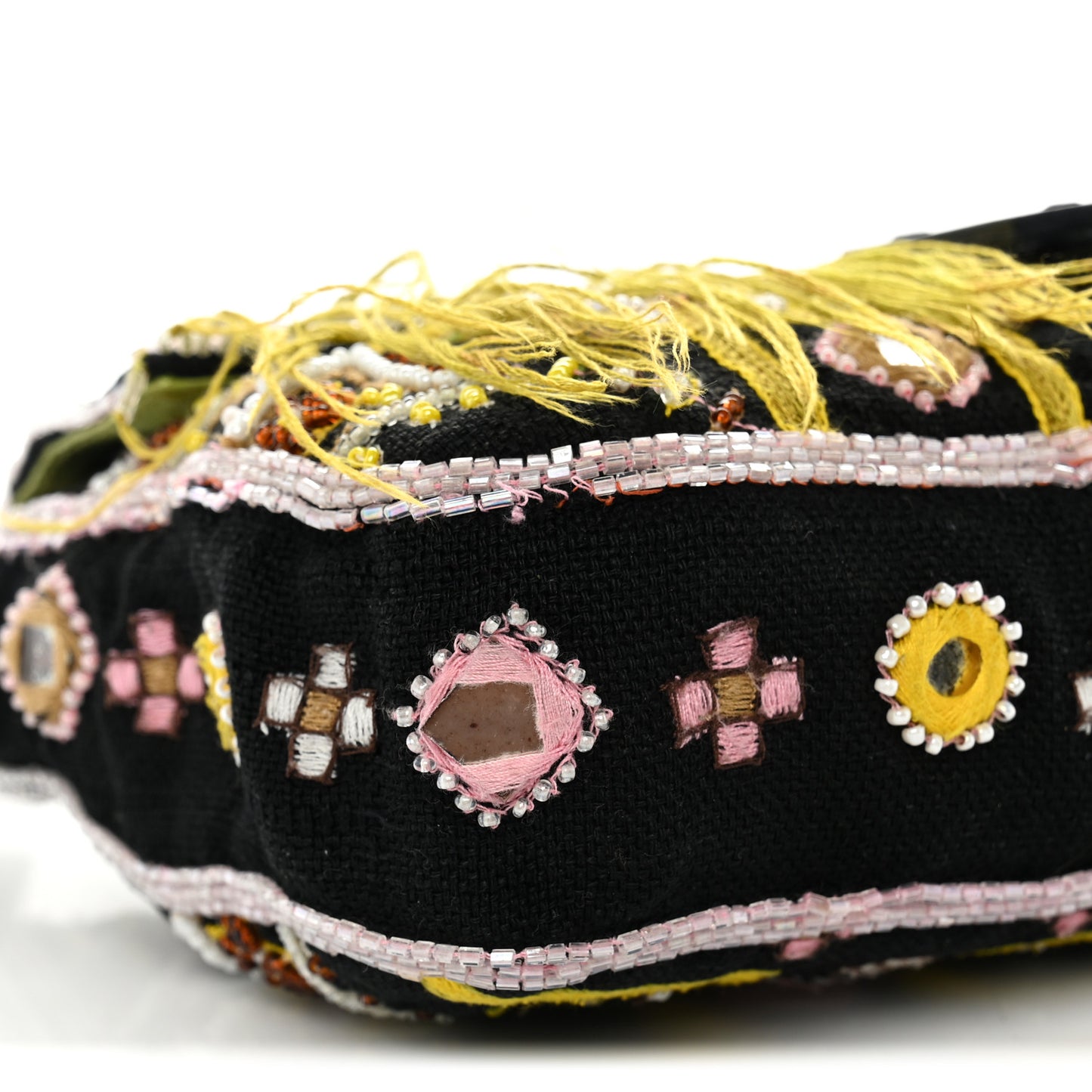 Canvas Beaded Baguette Black Multicolor