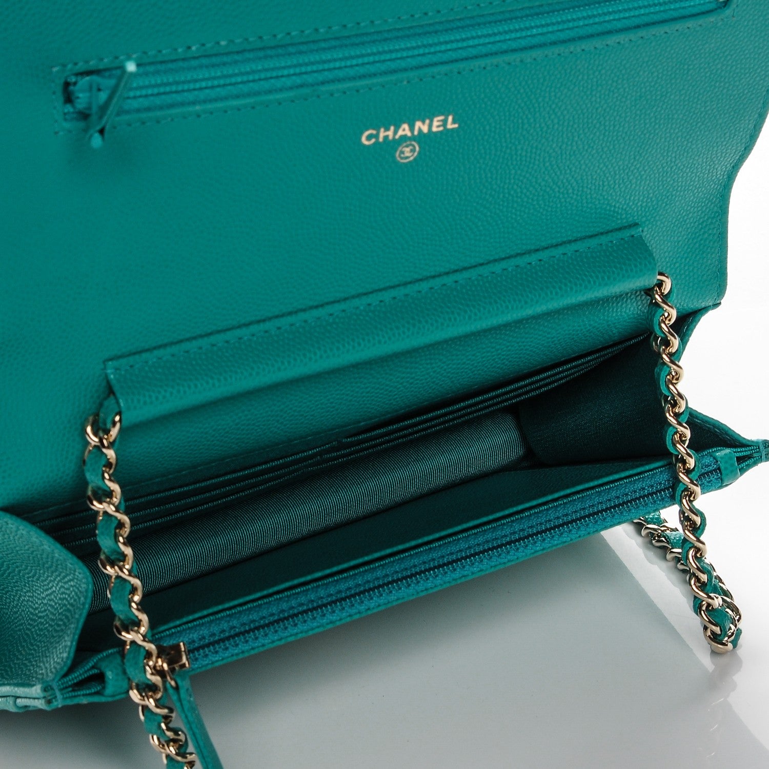 Chanel Caviar Quilted Wallet On Chain WOC Turquoise 6 of 8