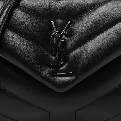 Saint Laurent Calfskin Y Quilted Monogram Monochrome Toy Loulou Crossbody Bag Black 8 of 11