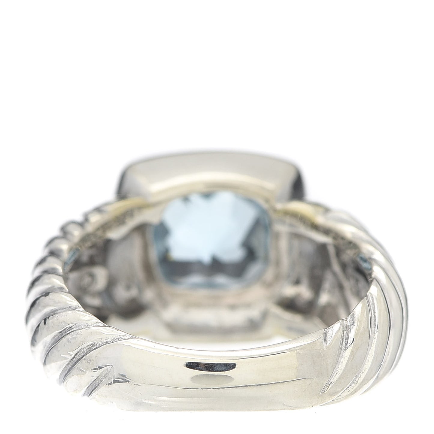 Sterling Silver 14K Yellow Gold Blue Topaz 7mm Noblesse Ring 53 6.5