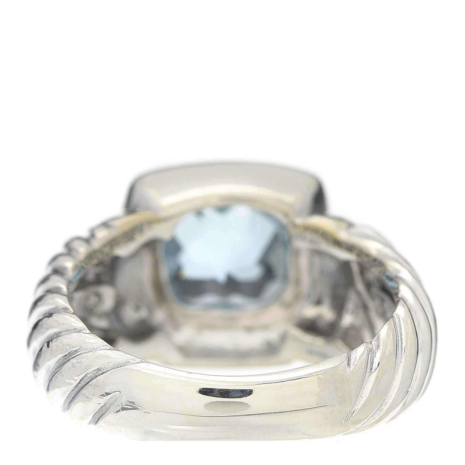 David Yurman Sterling Silver 14K Yellow Gold Blue Topaz 7mm Noblesse Ring 53 6.5 4 of 6