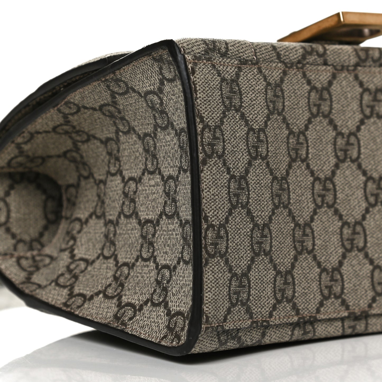 X GUCCI GG Supreme Monogram Small Hourglass Top Handle Bag Beige Ebony