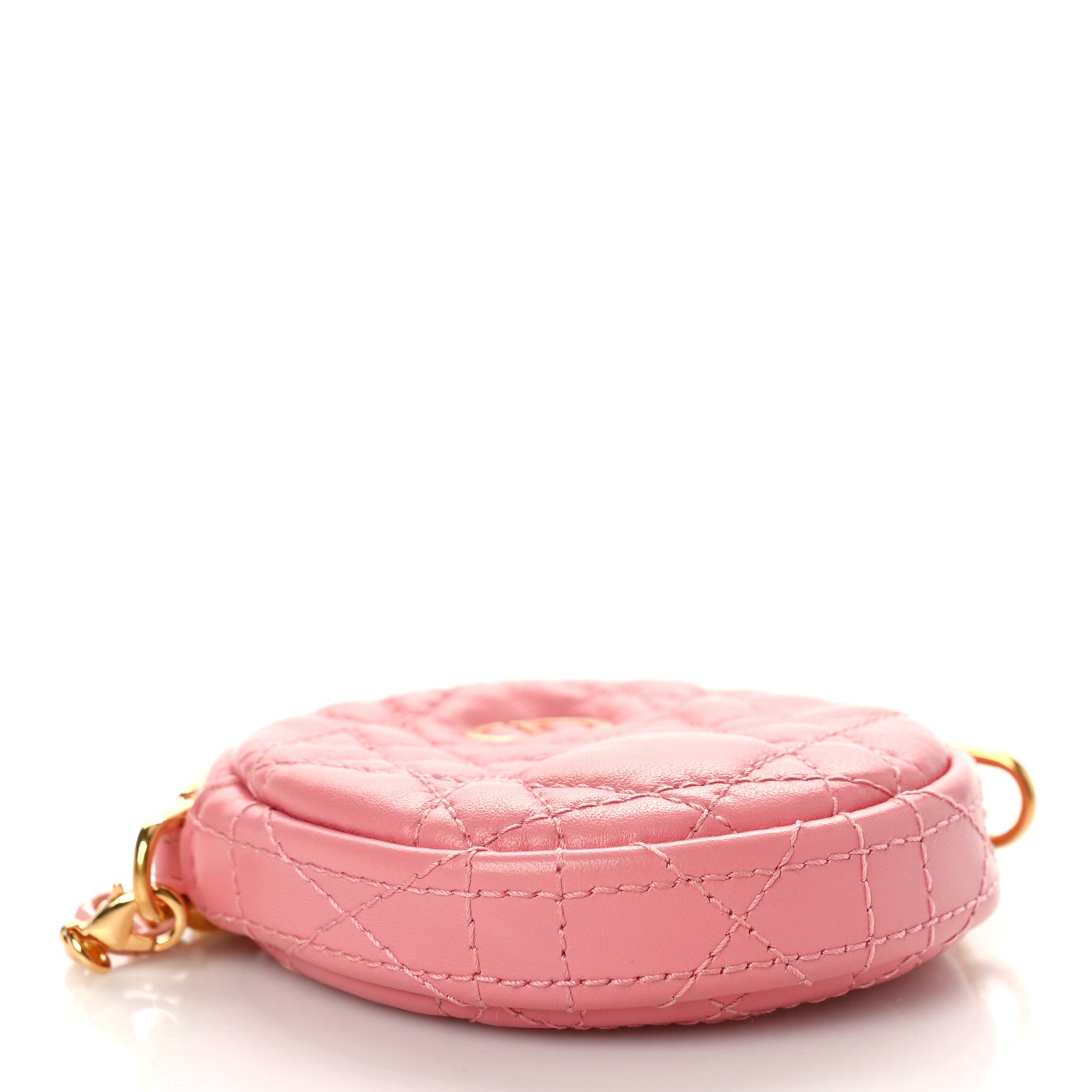 Christian Dior Lambskin Mini Cannage Round Caro Crossbody Pouch Peach Blossom Pink 4 of 8