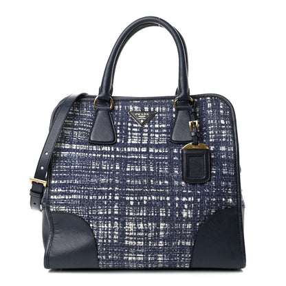 Prada Tela Tweed Saffiano Tote Bag Inchiostro 1 of 9