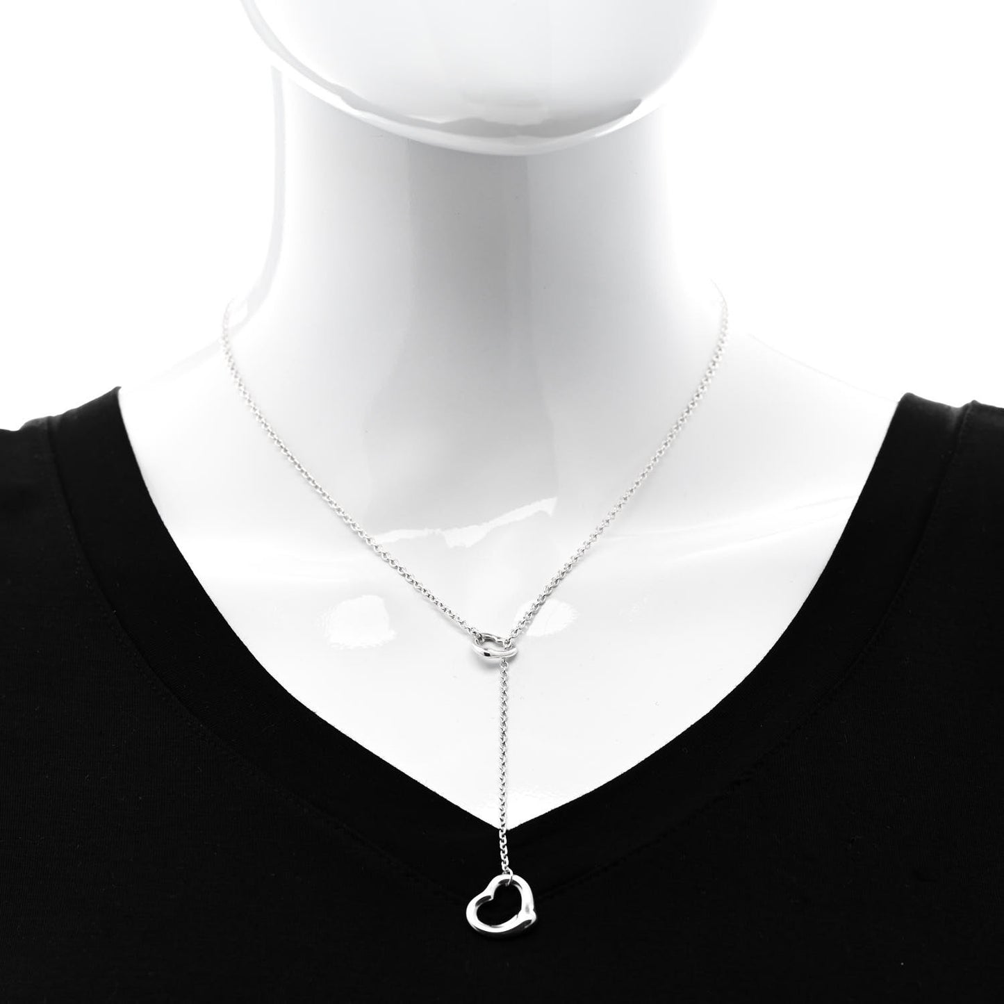 Sterling Silver Elsa Peretti Open Heart Lariat Necklace
