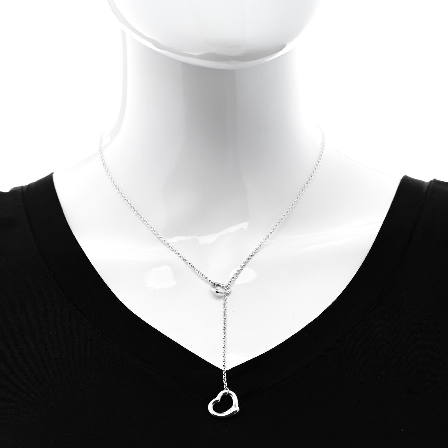 Tiffany Sterling Silver Elsa Peretti Open Heart Lariat Necklace 2 of 5